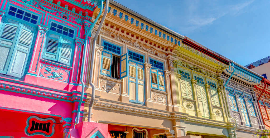 bunte Peranakan-Häuser im Bezirk Joo Chiat in Singapur