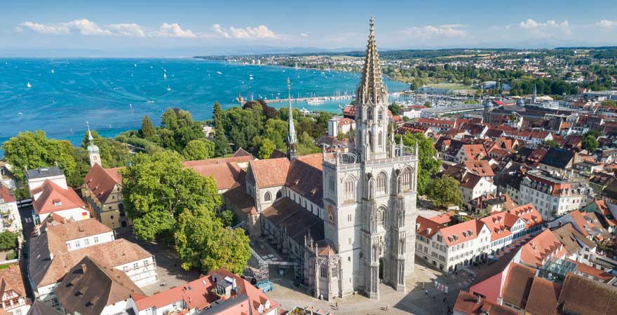Blick auf Konstanz und den Bodensee