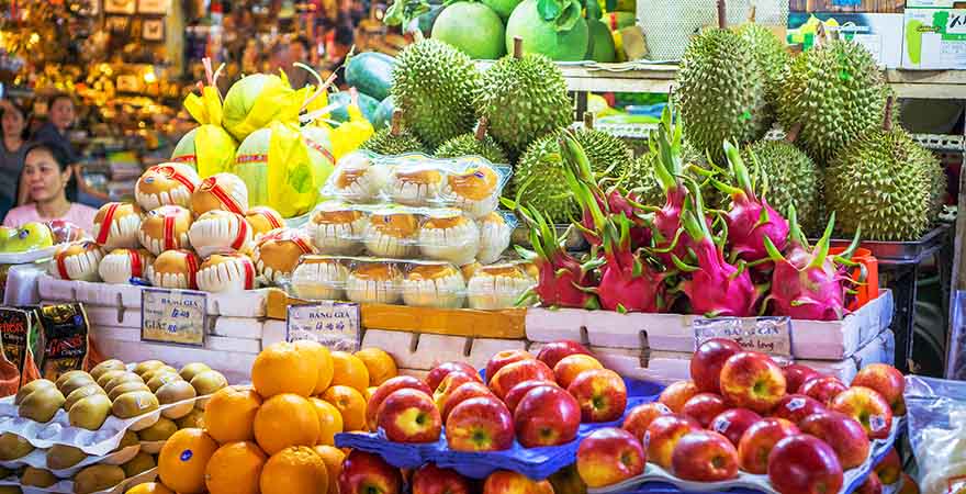 Durian, Drachenfrucht und andere Früchte 