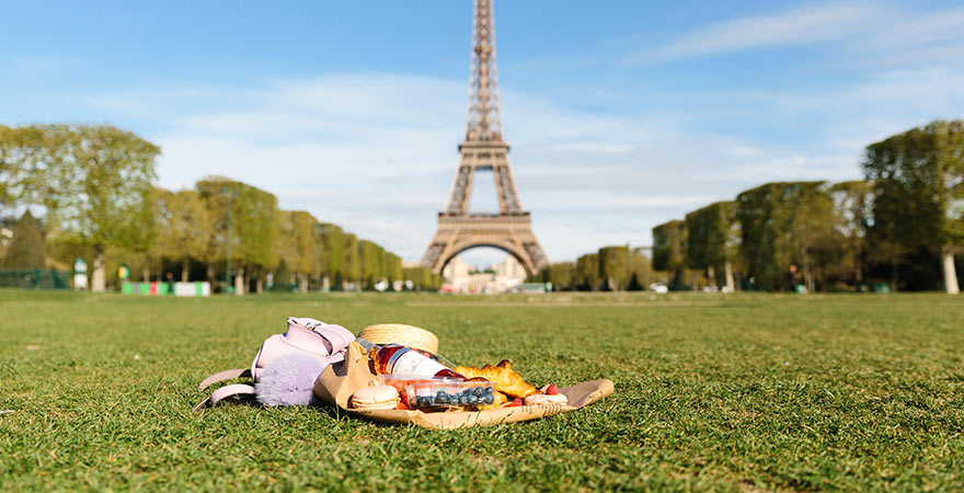 Picknick auf dem Champs de Mars in Paris