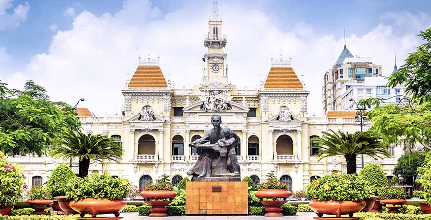 Ansicht von einem Historischem Gebäude dem Ho-Chi-Minh-Stadthaus