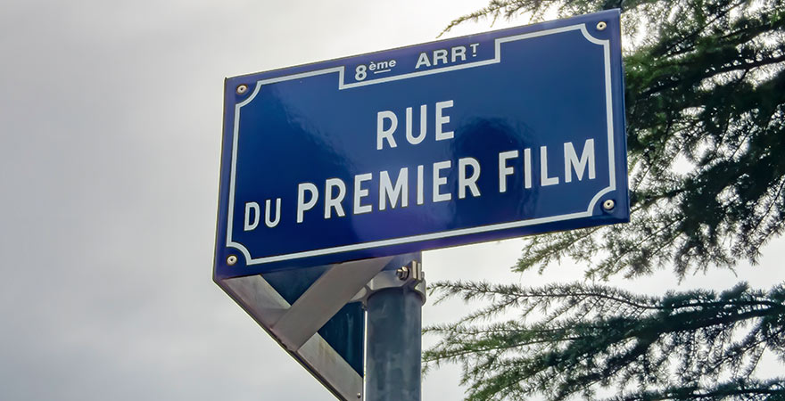 Straßenschild der Rue du Premier Film in Lyon