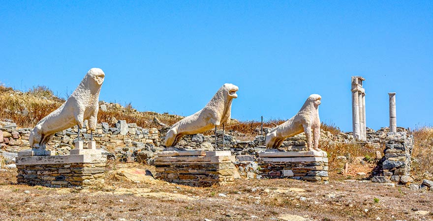 Löwenterrasse auf Delos in Griechenland