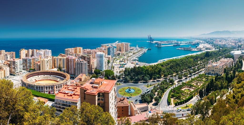 Panoramablick auf Malaga, Andalusien, Spanien,