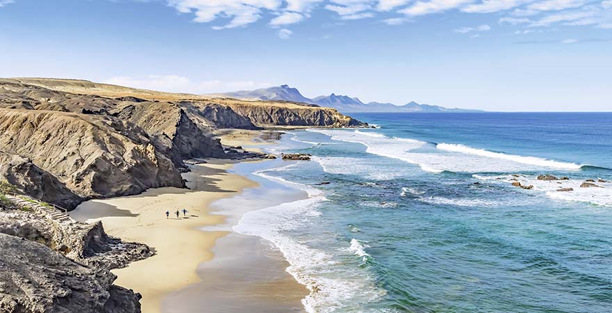Blick auf einen wunderschönen Strand im Südwesten der Insel Fuerteventura
