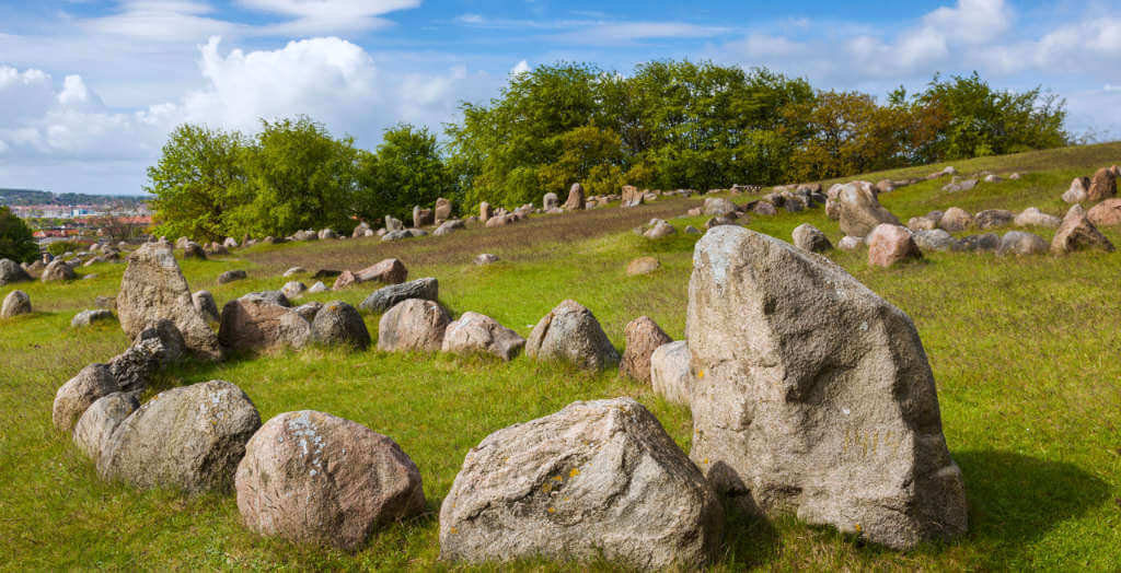 Wikinger Grabstätte in den Lindholm Hills, Dänemark