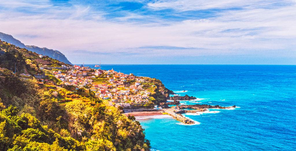 Panorama vom Strand von Seixal, Madeira, Portugal