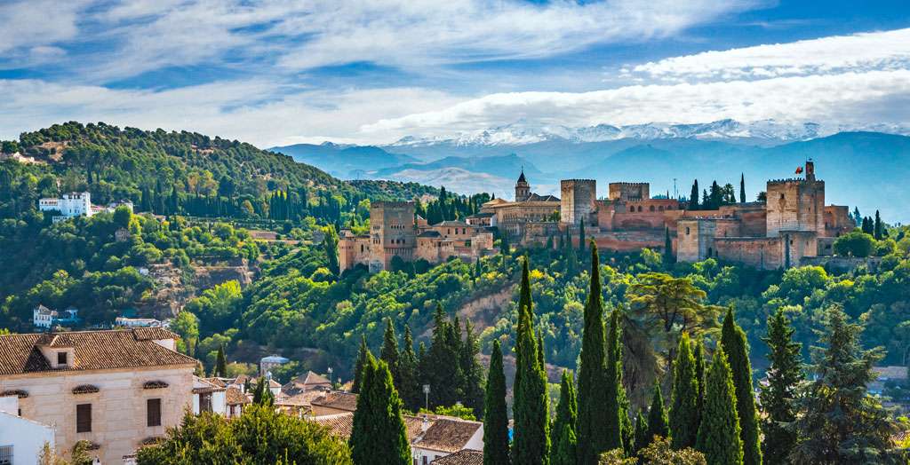Blick auf die Alhambra. Granada-Stadt. Provinz Granada. Andalusien. Spanien