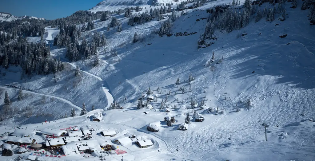 Portes du Soleil im Winter in den Alpen, Frankreich