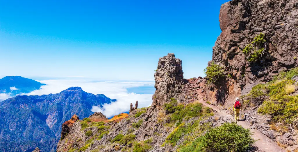 Wanderpfad im Nationalpark La Caldera de Taburiente auf La Palma, Kanaren, Spanien