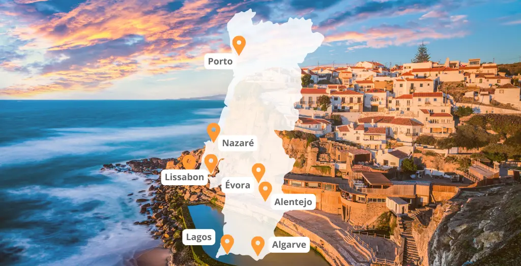 Karte der Urlaubsregionen in Portugal