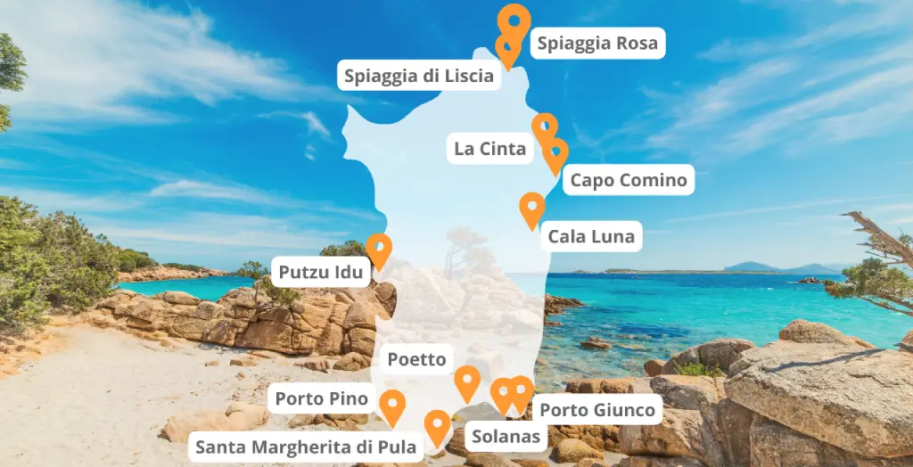Karte Sardiniens schönste Strände [Bildquelle: © | Canva]